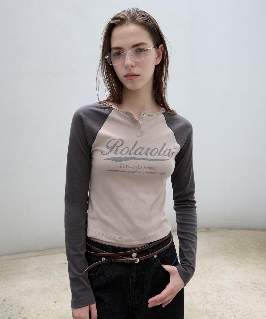 ROLAROLA Vintage Logo Raglan T-Shirt Be+Ch
