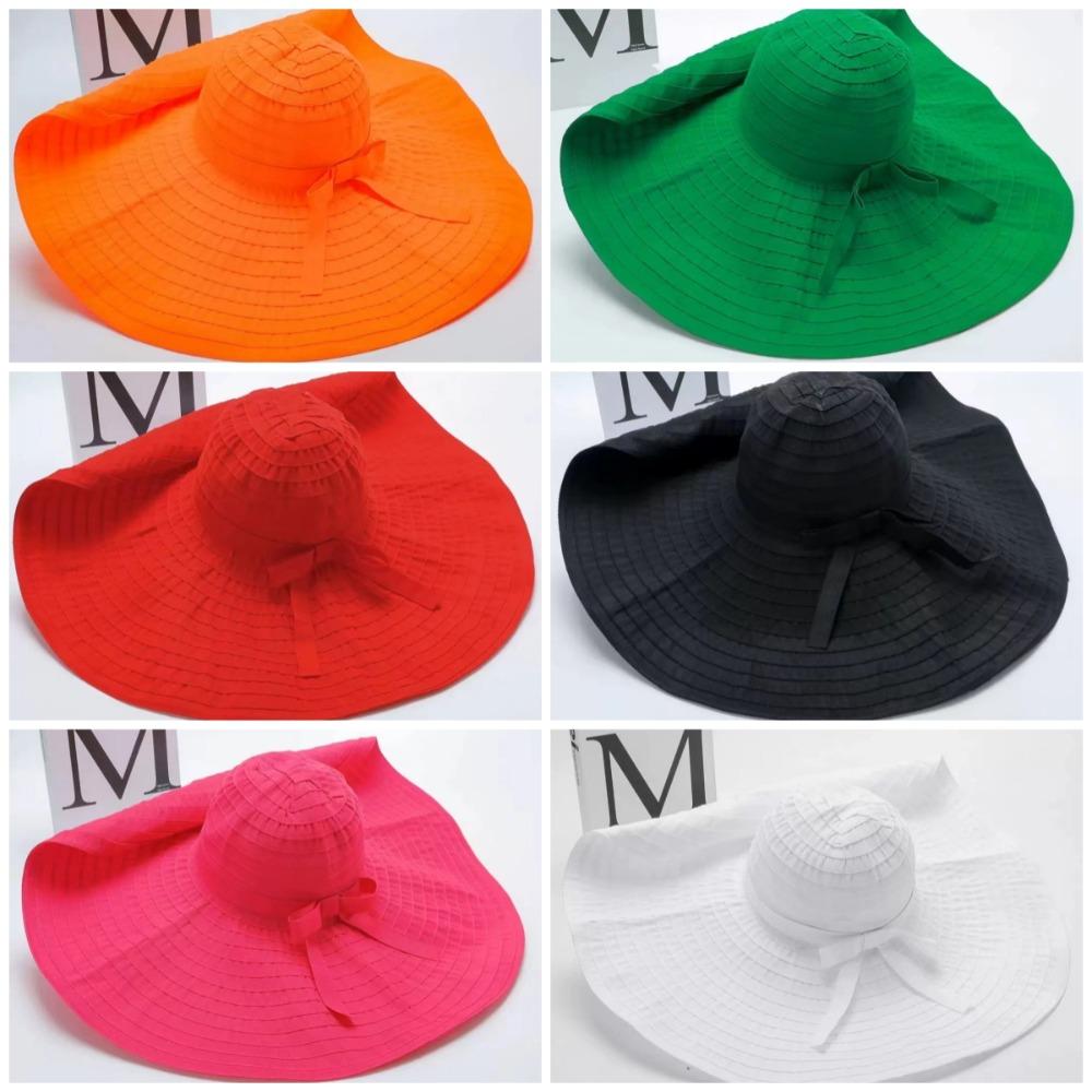 UV Anti DIY Moldable Wide Brim Hat Bowknot Women Sun Hat Simple Plastic Bucket Hat  Famale