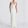 2026 Европейское и американское spliced ribbon camisole halterneck slim fit длинное платье