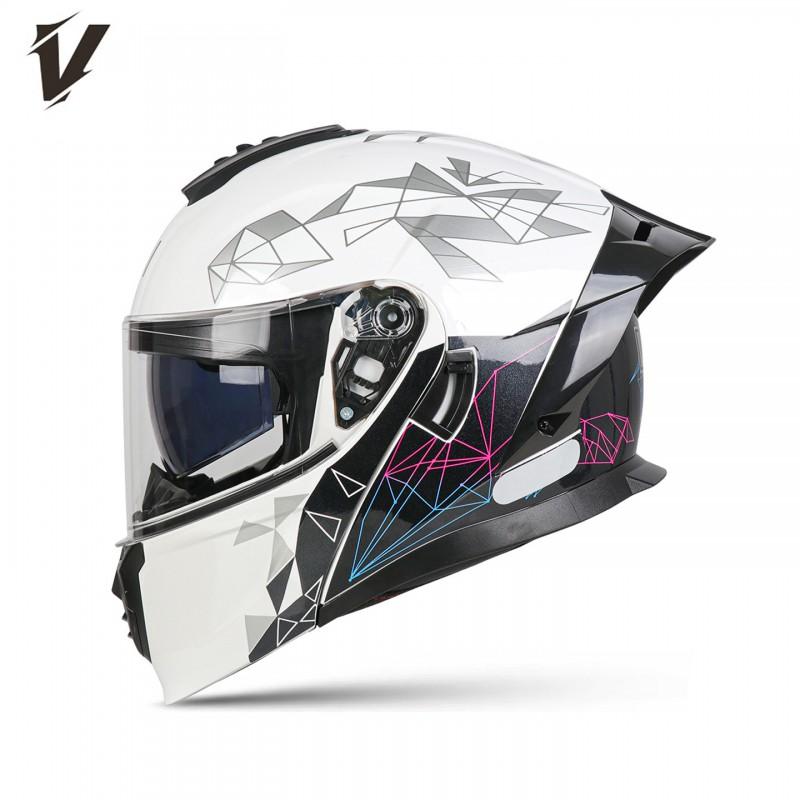 Full Face Motorcycle Helmet Flip-Up Modular Dual Lens DOT CCC Certified All Season Adult Unisex ABS