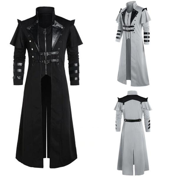 Винтажная мужская длинная куртка в стиле стимпанк в готическом стиле, Тренч, пальто в стиле ретро, ​​средневековый рыцарь-воин, пальто, мужское длинное пальто Виктории, большие размеры