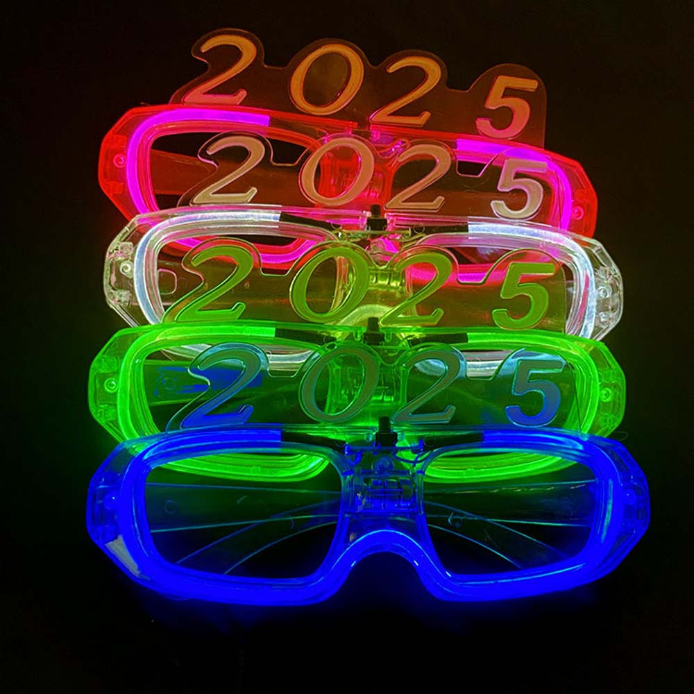 LED Glow 2025 Happy New Year Glow Glasses New Year Party Glasses Decorations