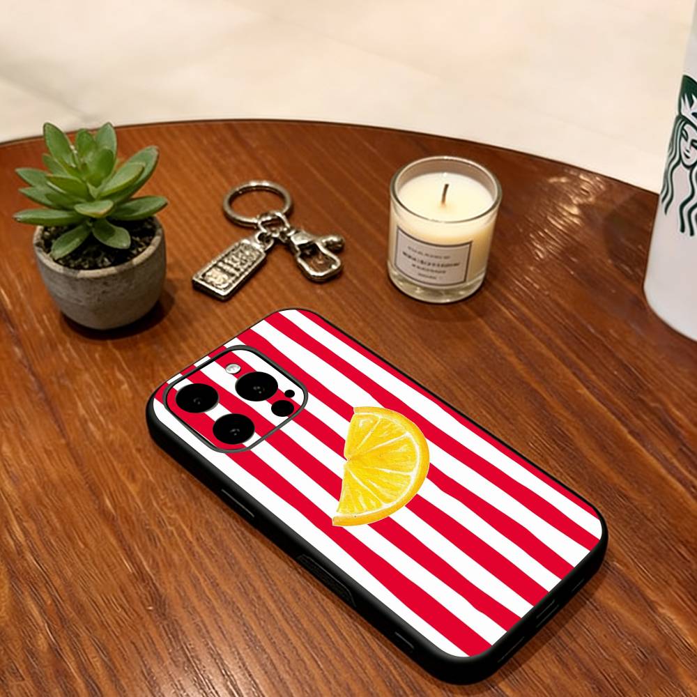 Чехол для телефона с рисунком "Лимонная прохлада в полоску" для iPhone 17, 16, 15, 14, 13, 12, 11 Plus, Pro Max, Других моделей. Силиконовый мягкий черный чехол