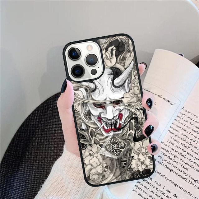Чехол-бампер с маской Они для iPhone 17 Air 15 16 14 13 12 Pro Max 11 Pro Max Plus Coque Shell