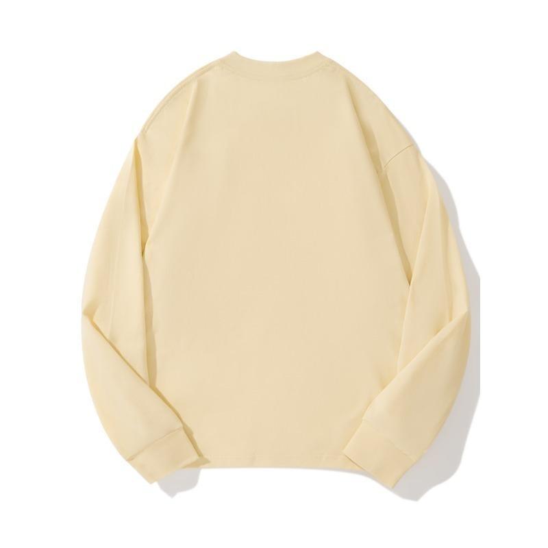 Большая осенняя одежда с длинными рукавами из чистого хлопка, новый мужской и женский топ, весенний внутренний слой, базовая рубашка, круглый вырез