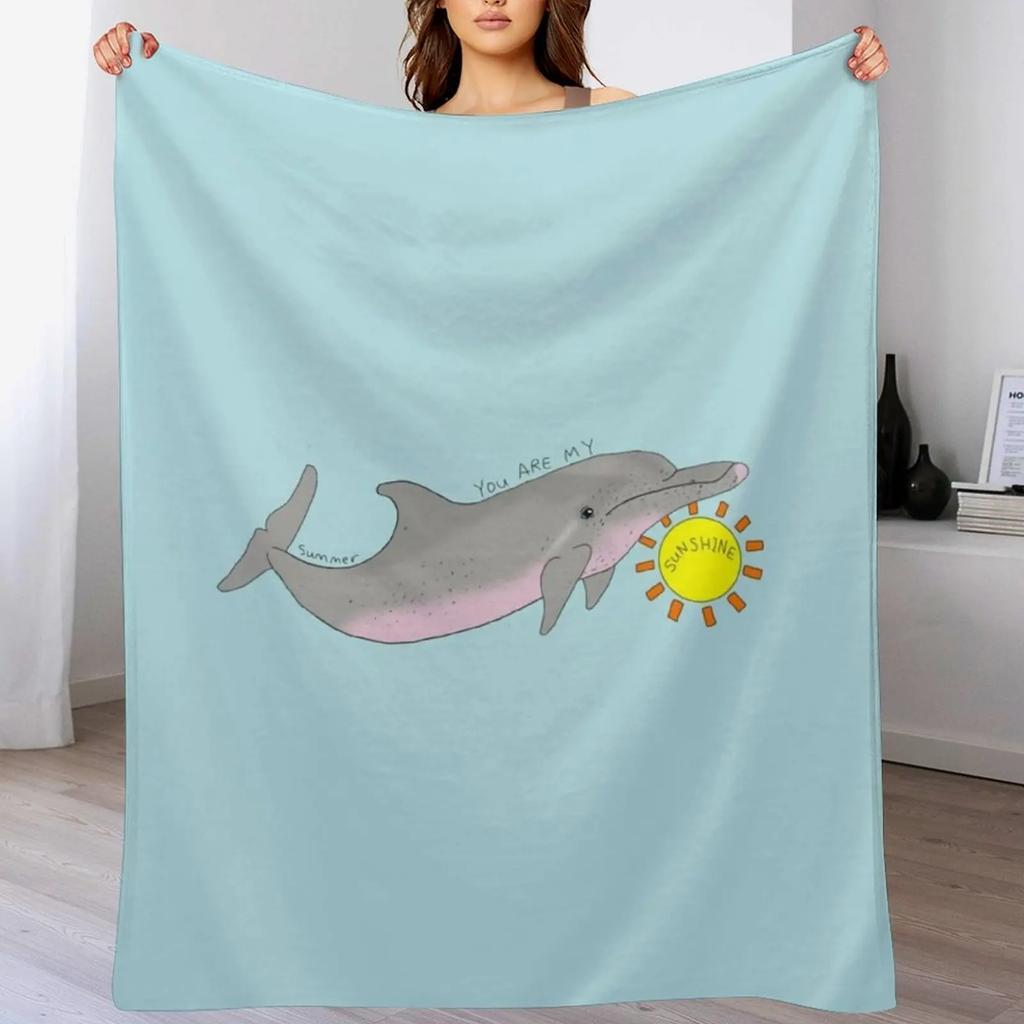 Summer Dolphin Throw Blanket Stylish Warm Blanket for Living Room Bedroom