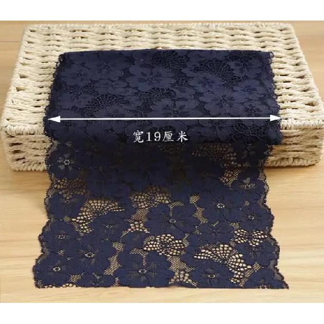 1 Meter Elastic Lace Sewing Ribbon Navy Blue Series Stretch Lace Trimming Fabric Knitting Material DIY Garment Accessories