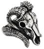 Серебряное кольцо с большим дизайном Бафомета r0745-17 [Бренд 2PIECES] Мужское Череп, Кость, Коза, Рог, (Размер 17)