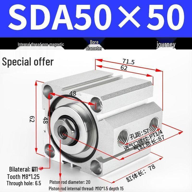 SDA Series Pneumatic Cylinders: Sizes 12 to 100mm, Stroke 35 to 90mm