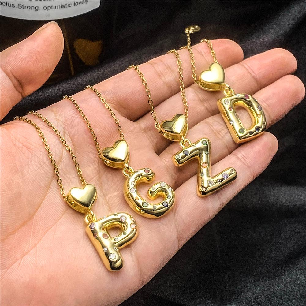 Позолоченное 18K золото Циркониевое ожерелье с крестиком и разноцветными подвесками-буквами