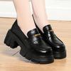 Comfortable Thick-Soled Leather Shoes Spring Autumn New Round-Toe Women's Shoes Versatile With British Style Thick Heel Loafers