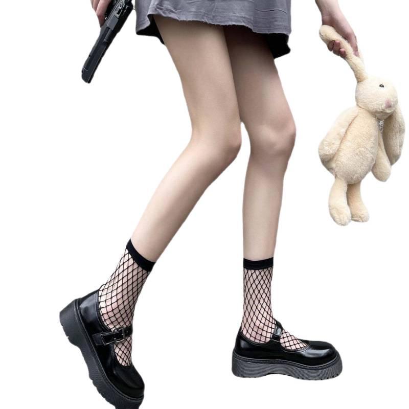 Женские черные сексуальные носки-сетка до щиколотки - Весна/Лето, прозрачный сетчатый дизайн