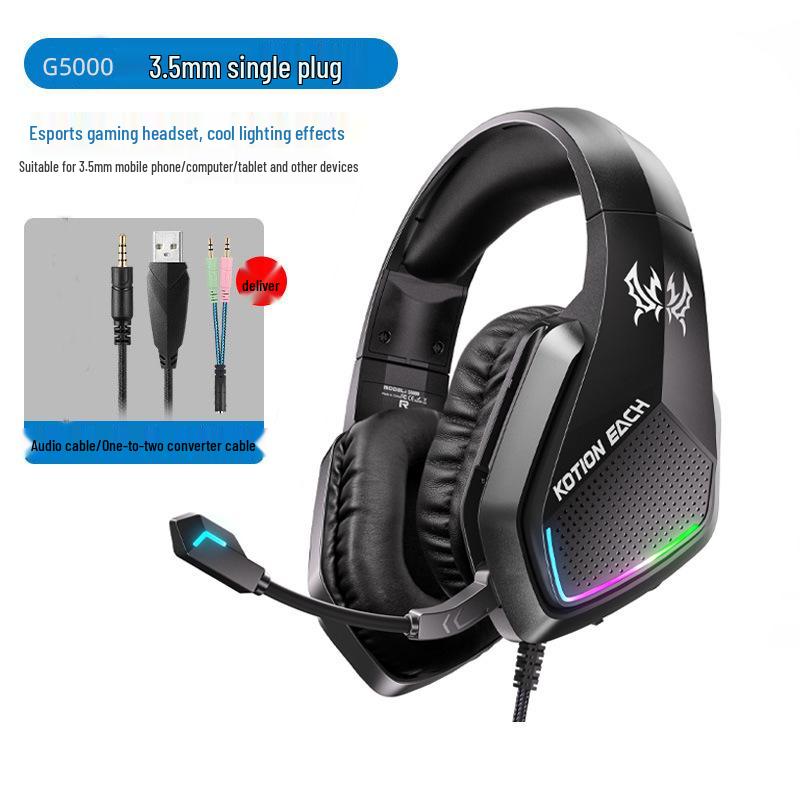 Игровая накладная гарнитура Inzhuo G2000 с микрофоном и мощными басами для прослушивания музыки на ноутбуке/настольном компьютере.