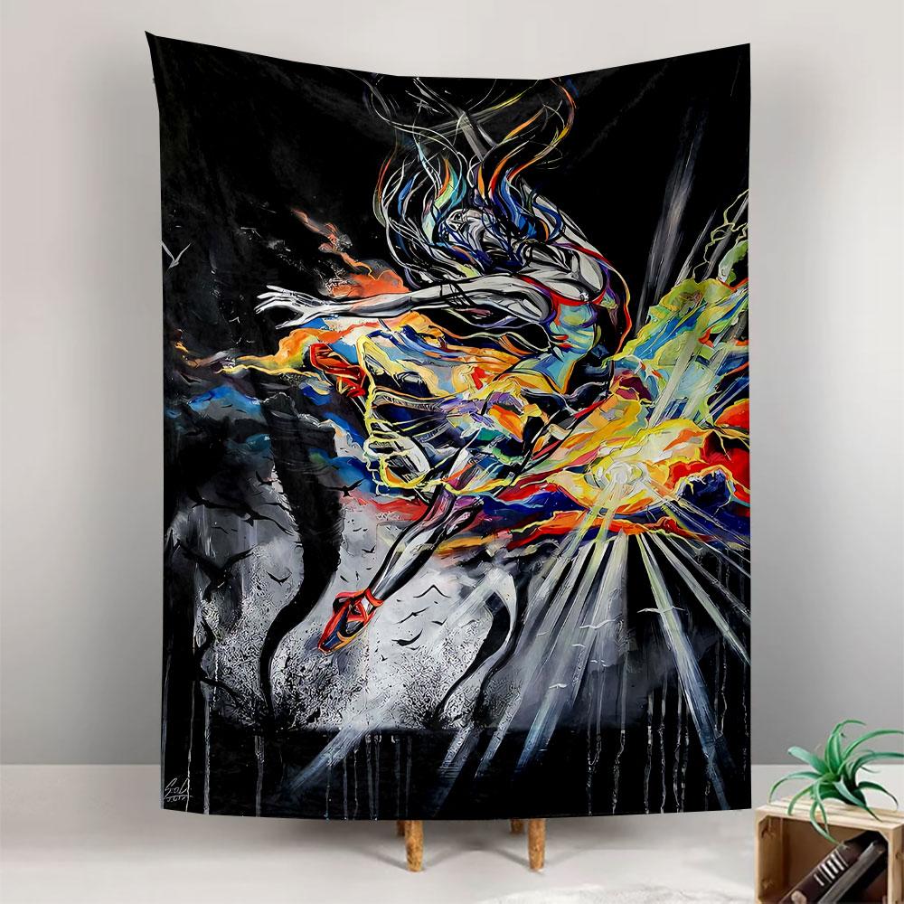 Abstract Fluid Portrait Tapestry Wall Hanging, Colorful Swirl Face Art, Trendy Wall Decor for Bedroom Living Room Dorm
