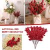 (Nikita) Red Berry Pick Holly Branch Wreath Tree Hanging Decoration Fake Flowers In Vase