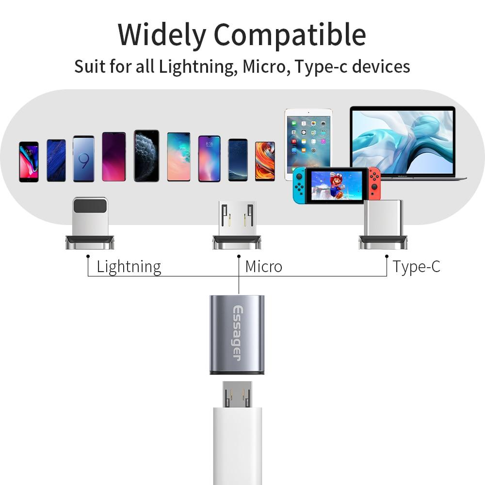 Essager Магнитный адаптер Micro USB Type C для iPhone Samsung Xiaomi Micro Female to USB C Male Кабель Магнитный преобразователь Разъем