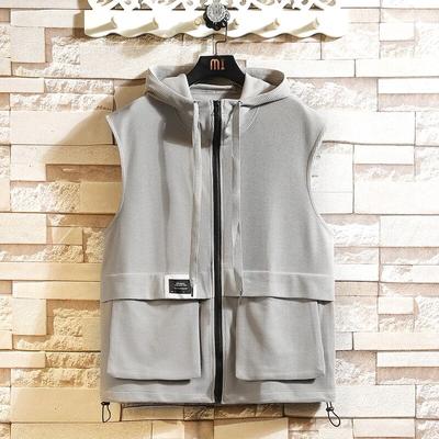 Мужской жилет больших размеров, однотонный жилет с капюшоном, повседневные жилеты в стиле хип-хоп