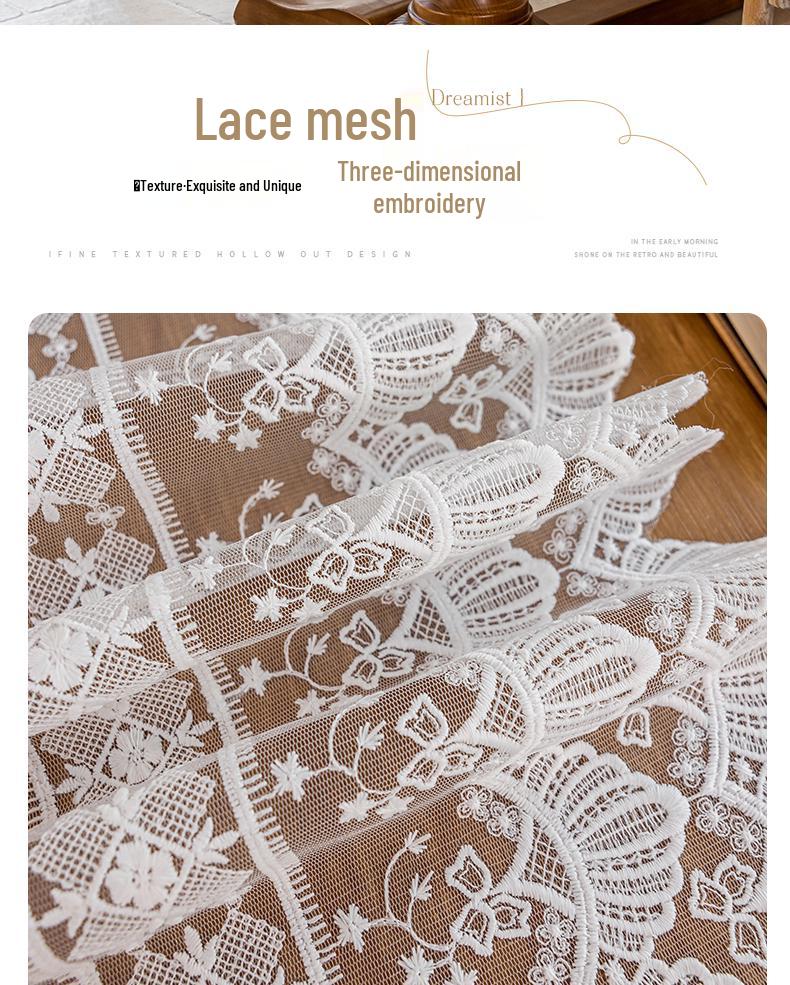 Vintage French Lace Table Runner - Elegant Retro Dining & Sideboard Mat