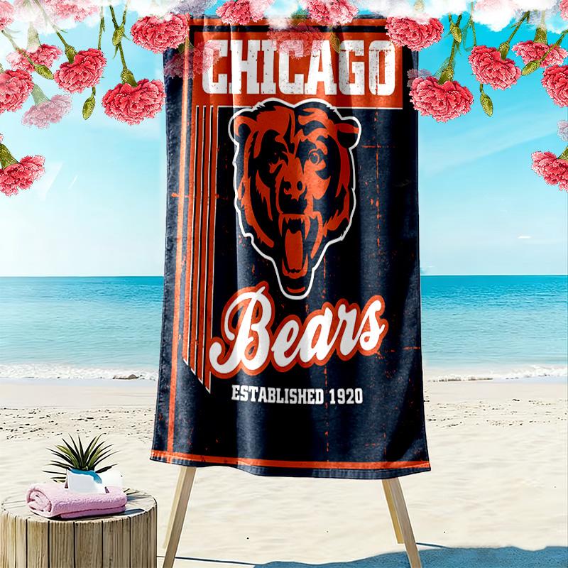 Пляжное полотенце с принтом Chicago Bears, большое, мягкое, быстросохнущее, для пляжа, кемпинга, плавания