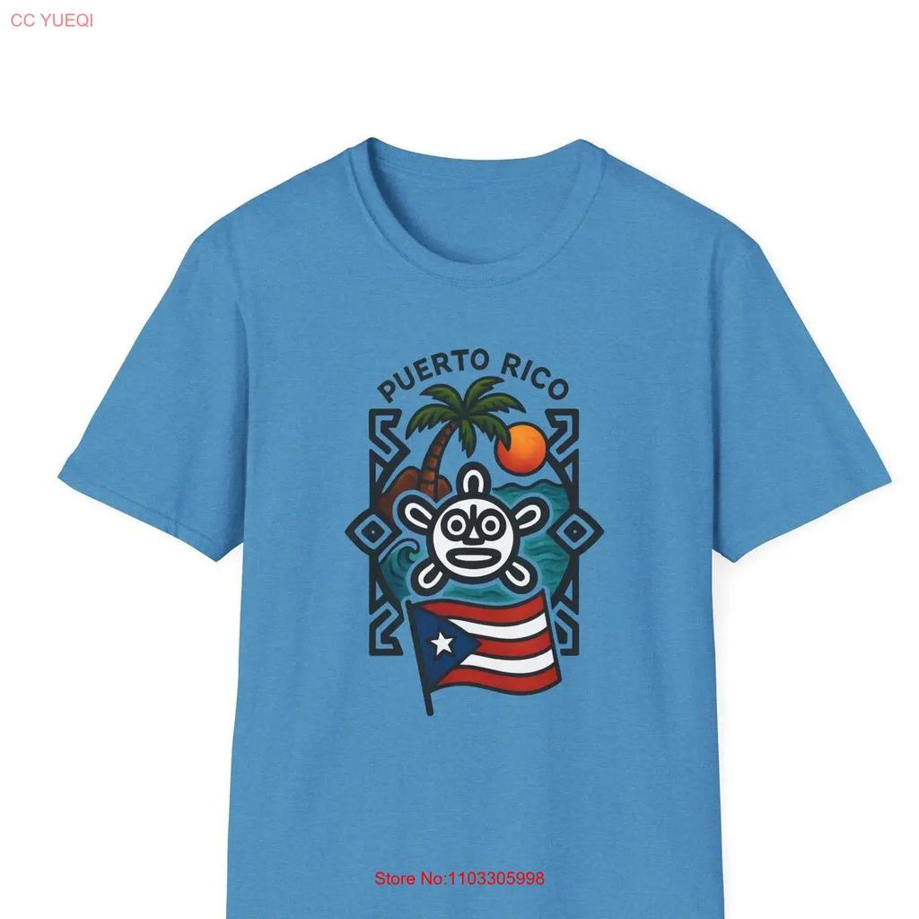 Taino Sun Puerto Rico Tribal Flag T Shirt Boricua Symbol With Sunset Coqu Island Vibes Rican Pride Beachwear Vintage
