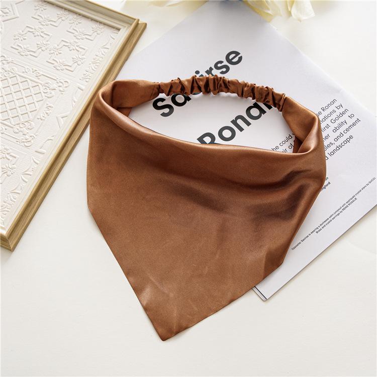 Summer Women Solid Color Head Scarf Vintage Triangle Bandanas Chiffon Elastic Hairbands Children Girl Headbands Hair Accessories
