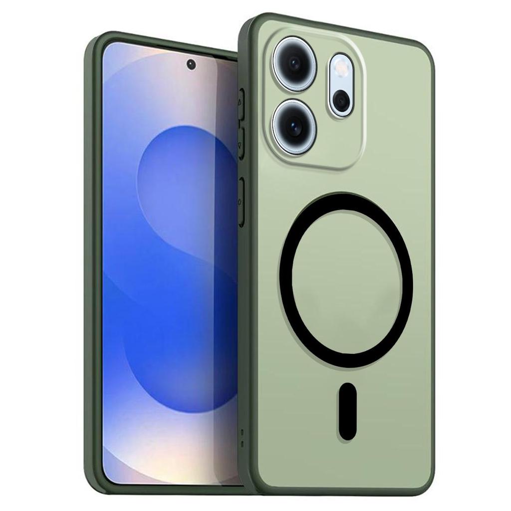 Магнитный железный кольцевой чехол для телефона OPPO Reno14 F 5G Матовый мягкий ТПУ Ударопрочный чехол
