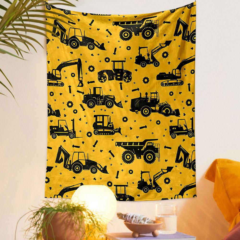 Construction Vehicles Pattern Patterned tapestry home decor, suitable for bedroom and living room, gift