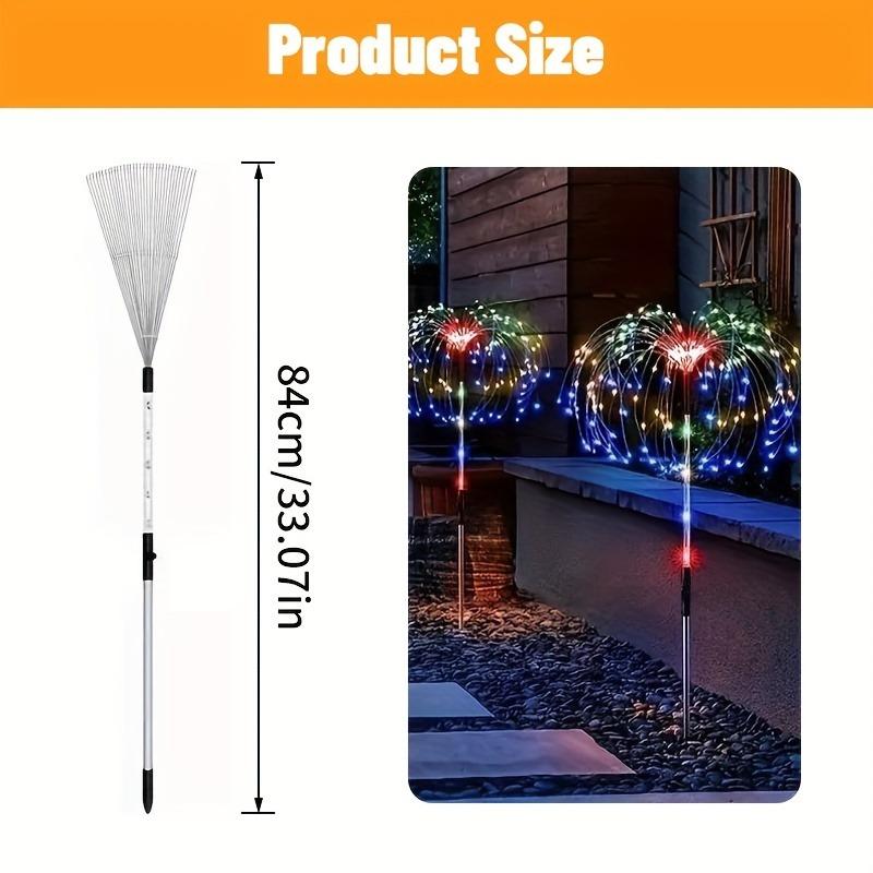 4 шт. Наружное солнечное освещение Медный фонарь-столбик, LED 8 режимов Садовый ландшафтный свет, Стержень из нержавеющей стали с датчиком источника света