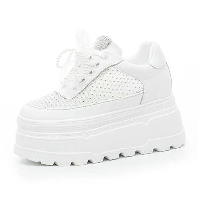 Мода 10СМ Воздушная сетка Микрофибра Кожа Дышащие Тапочки Балетки Полый Круглый Носок Платформа Клиновидный Высокий Бренд Женские Сандалии Блестящая Обувь