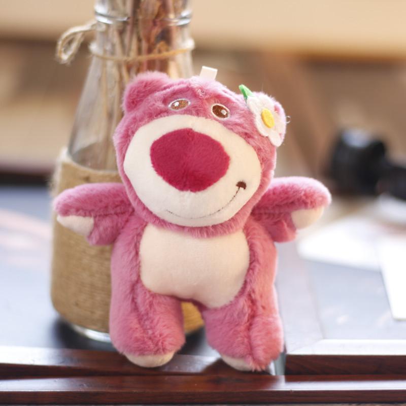 Ins Cute Pink Bear Pendant Plush Toy Doll Girl Heart Bear Bag Hanging Keychain Women