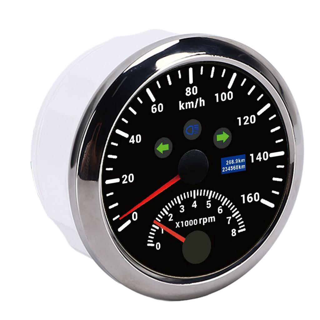 85 мм 160 км/ч GPS Спидометр 0–8000 об/мин Тахометр LCD Красная подсветка для Автомобиля Лодки Яхты RV Грузовика