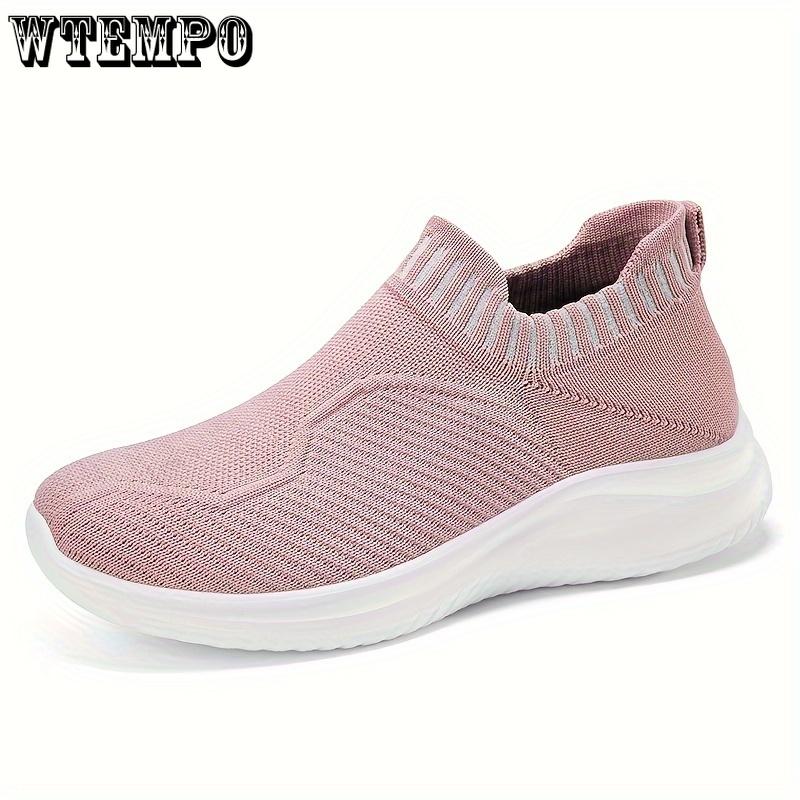 Женские дышащие кроссовки Slip On, легкие вязаные кроссовки с мягкой подошвой, удобные низкие туфли