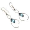 Swiss Blue Quartz Gemstone Handmade Silver Jewelry Earrings 1.5''
