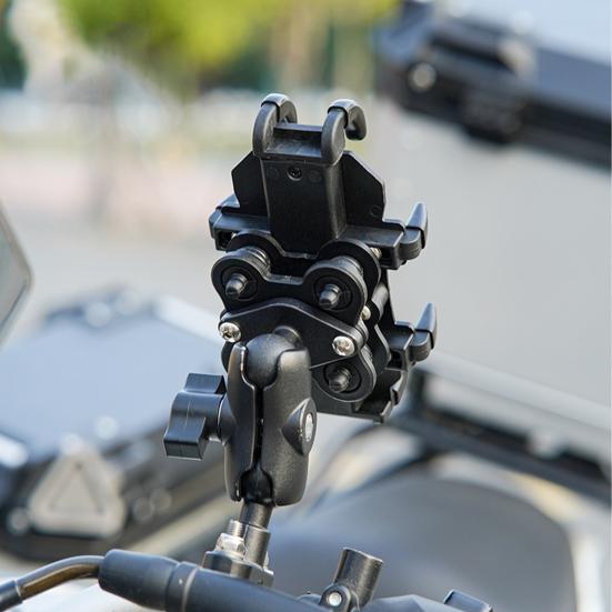 Motorcycle Phone Holder Adjustable Shock Absorption One Hand Operation Universal Bicycle Handlebar GPS Phone Holder Bicycle Supplies