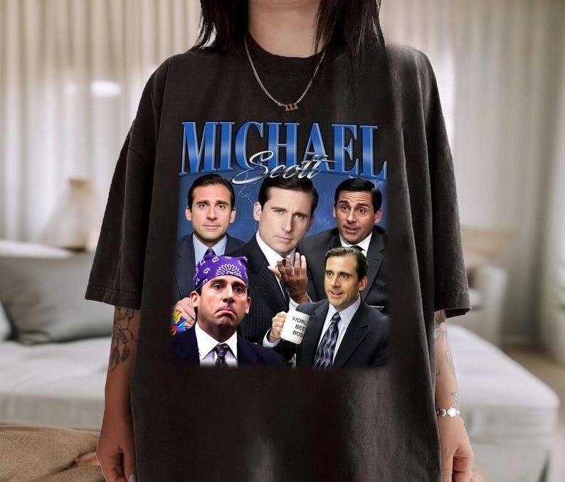 Camisetas Michael Scott Tshirt Casual Funny Pure Cotton Short Sleeve Vintage Graphic T Shirts Hot Sale Crewneck Streetwear Tee