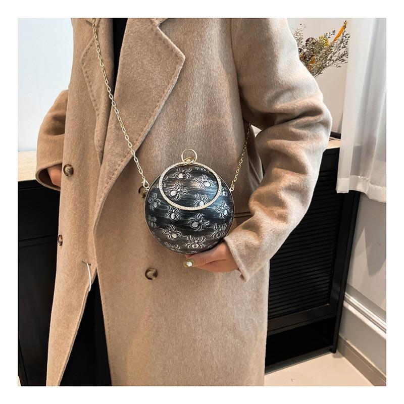 New Models Are Coming! Round Ball Handbag, Skull and Spider Elements, Personalized One-shoulder Messenger Women's Bag.