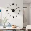 Цифровые часы Настенные часы Простые 3D Трехмерные Украшения для дома Настенные часы Персонализированные Настенные часы без перфорации