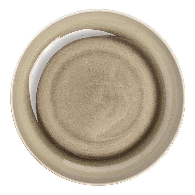 Retro Kiln-Changed Ceramic Large Bowl, Characteristic Shallow Bowl, Household Tableware Bowl, Vegetable Bowl, Creative Restaurant, Salad Bowl