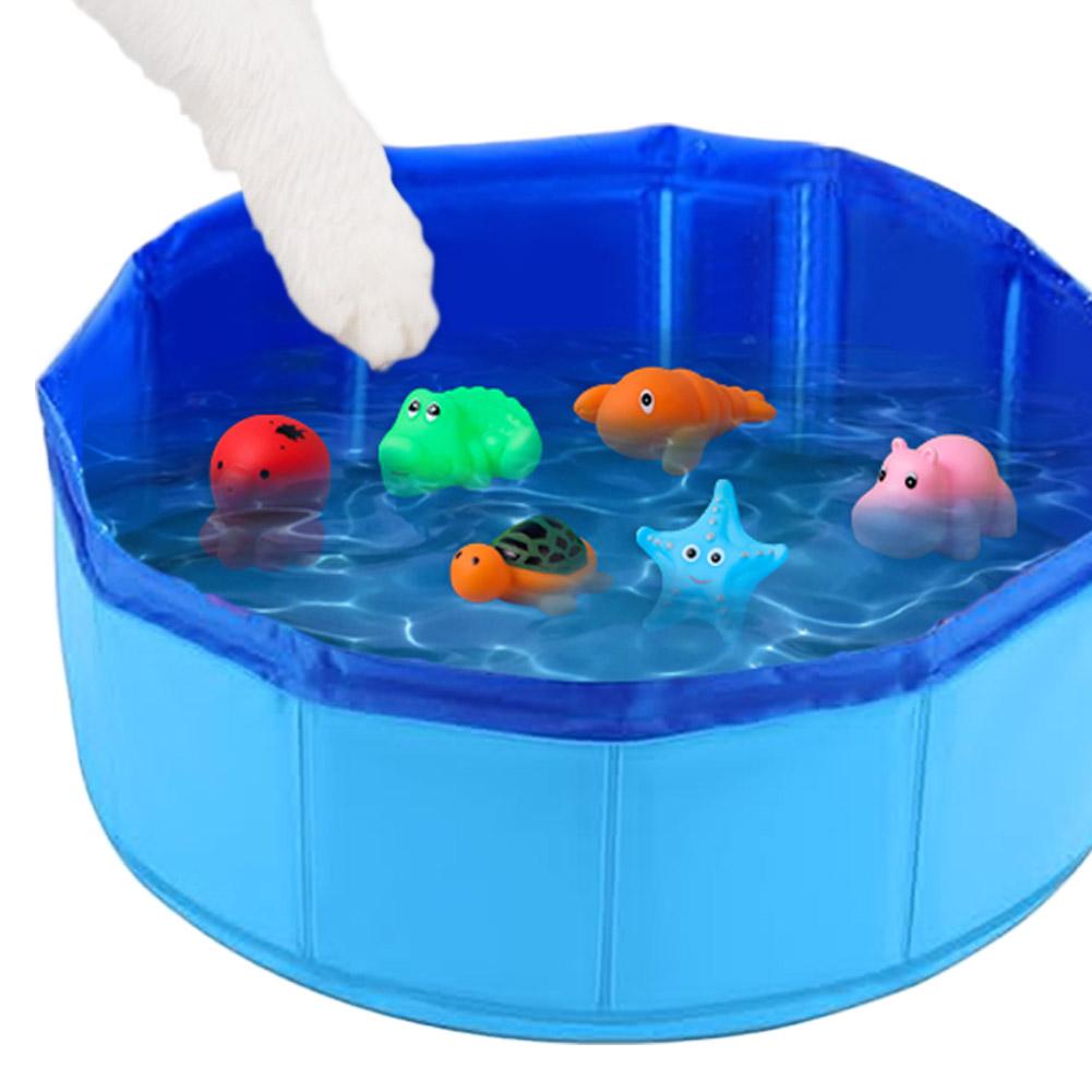 Foldable Dog Bath Swimming Pool Cat Pool Toy With Fish-Water Endless Self Play Interactive Cat Toys Pet Cleaning Water Basin