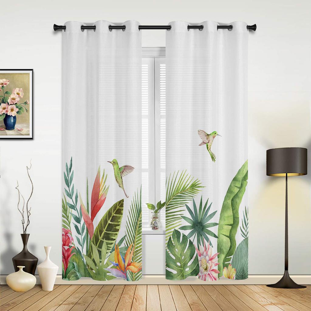 Ins Style Тропические растения Пальмовые листья Шторы для спальни Гостиная Оконные шторы Украшение жалюзи Кухонный декор Шторы