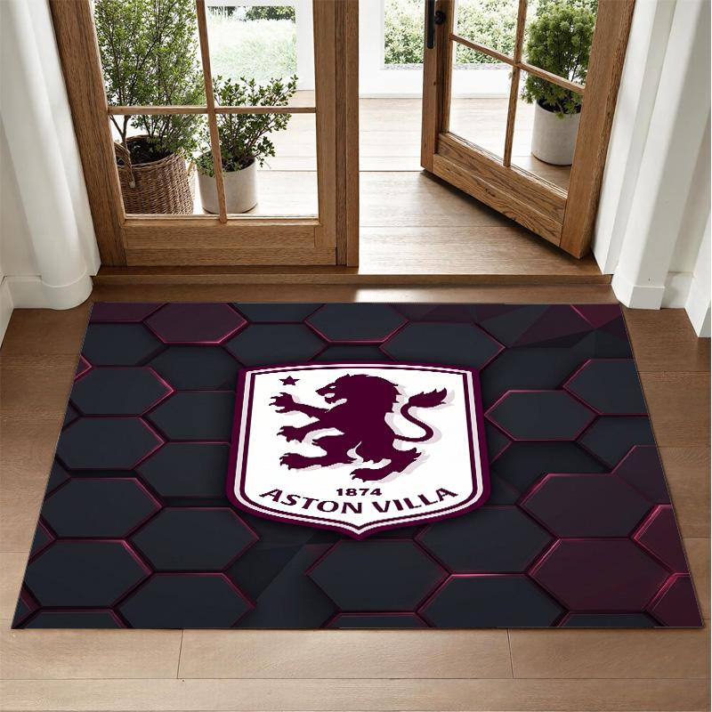 Aston Villa Football Design Crystal Velvet Rug Soft Decorative Mat for Bedroom Entrance
