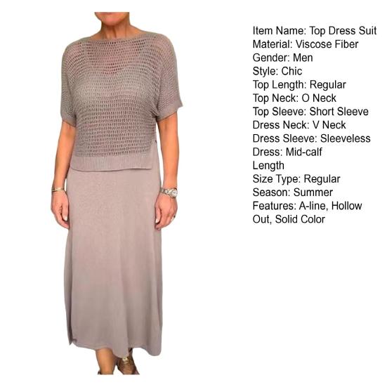 Женский комплект из 2 шт./компл., вязаный топ с коротким рукавом и круглым вырезом, топ с V-образным вырезом