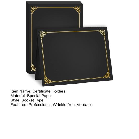 10 Pcs Black Certificate Holders Diploma Covers for 12.6 X 9.45 Inch Paper Gold Foil Border Cardstock Award Graduation