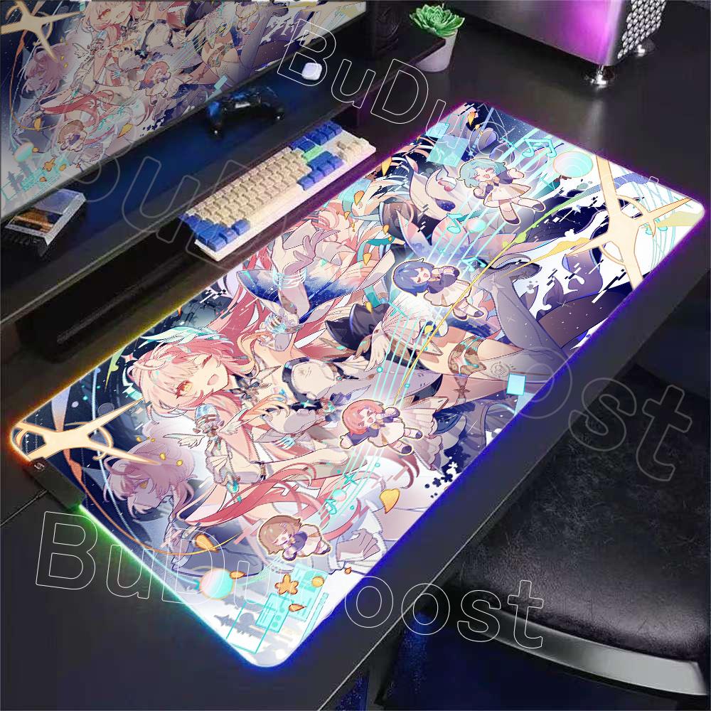 Новый Роль Кавайи Aemeath RGB Коврик для Мыши Игровой Wuthering Waves Милая Аниме Девушка Коврик для Мыши XXL Компьютерный Нескользящий Резиновый Коврик для Клавиатуры