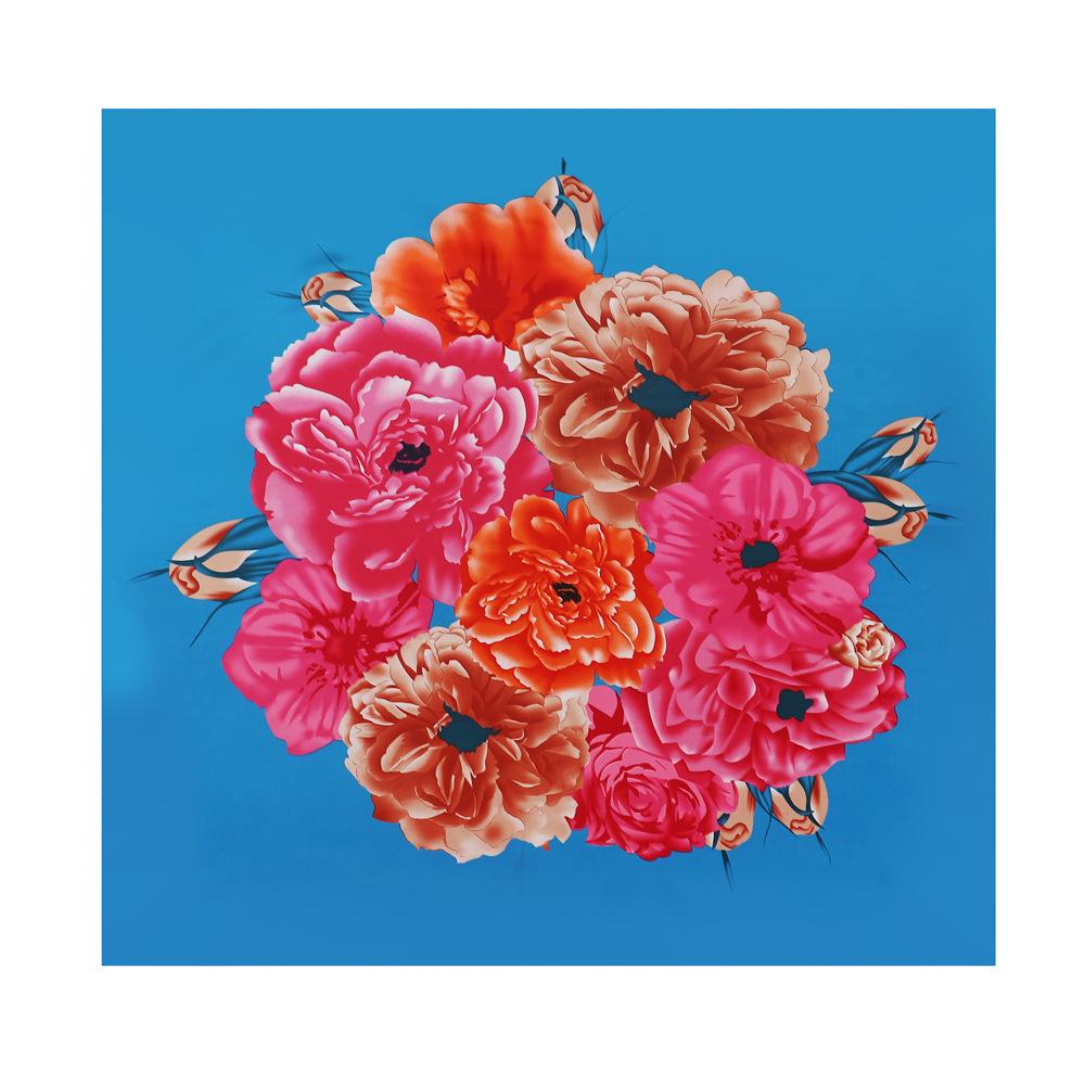 Шелковый шарф с тюрбаном и принтом. Шелковый квадратный шарф. Большой квадратный шарф 90 см. Женский солнцезащитный шарф-шаль.