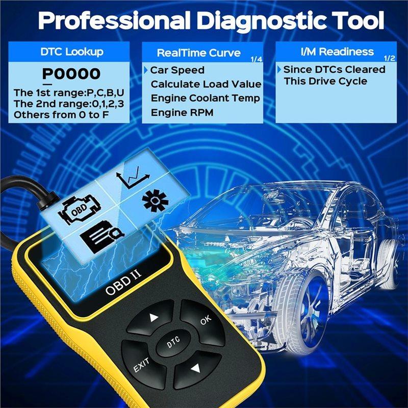 OBD2 Auto Scanner Diagnostic Tool Enhanced Engine Code Reader With Reset Functionality For Efficient For Car Diagnostics