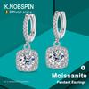 KNOBSPIN Серьги с муассанитом цвета D, покрытые белым золотом на серебре 925 пробы, для женщин, свадебные, помолвочные, тонкие ювелирные изделия