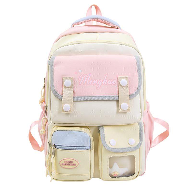 Рюкзак для ученика средней школы, женский рюкзак для компьютера с цветными блоками, большой вместимости, для книг