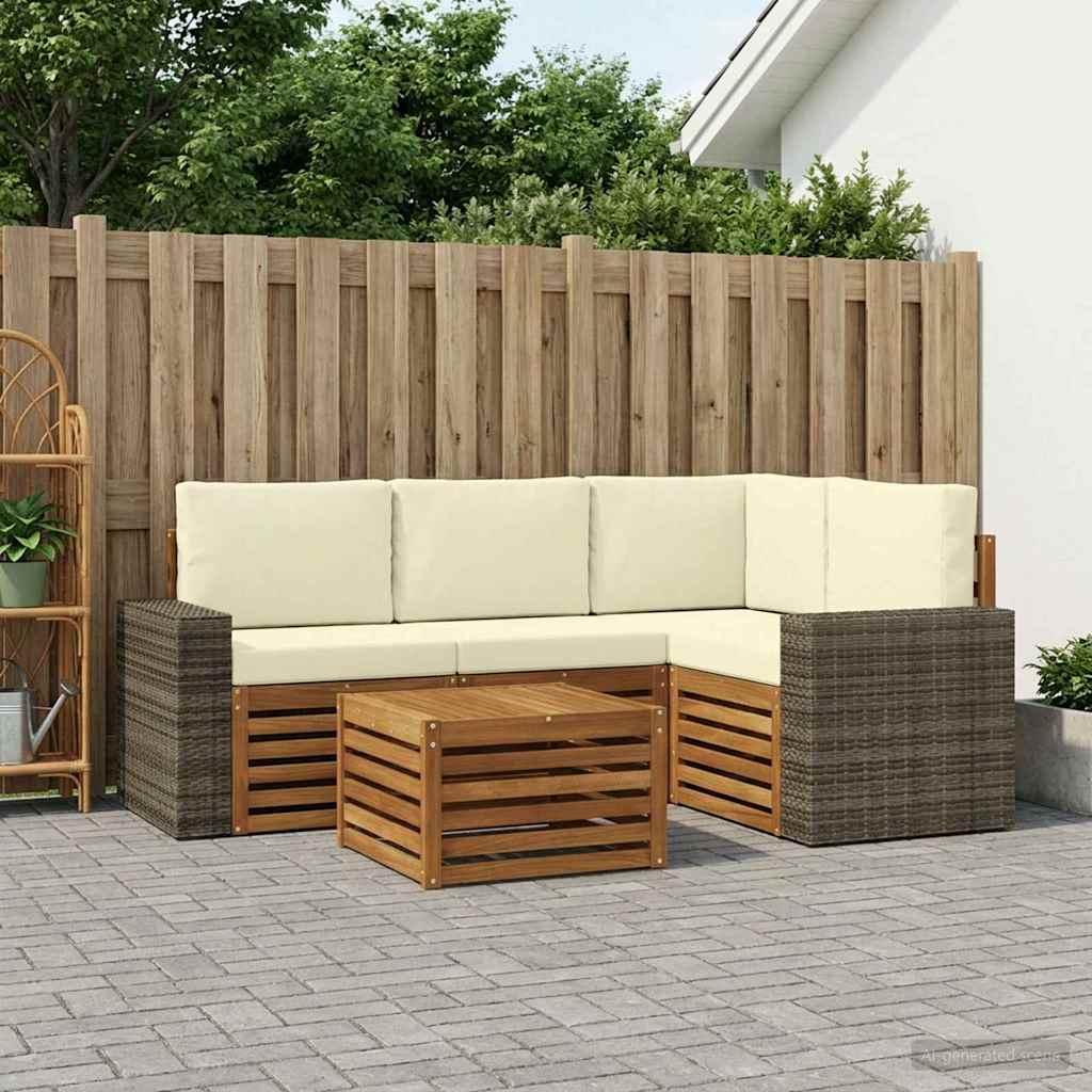 Outdoor Sofa Set 5 pcs Natural and Cream 59 x 59 x 37 cm