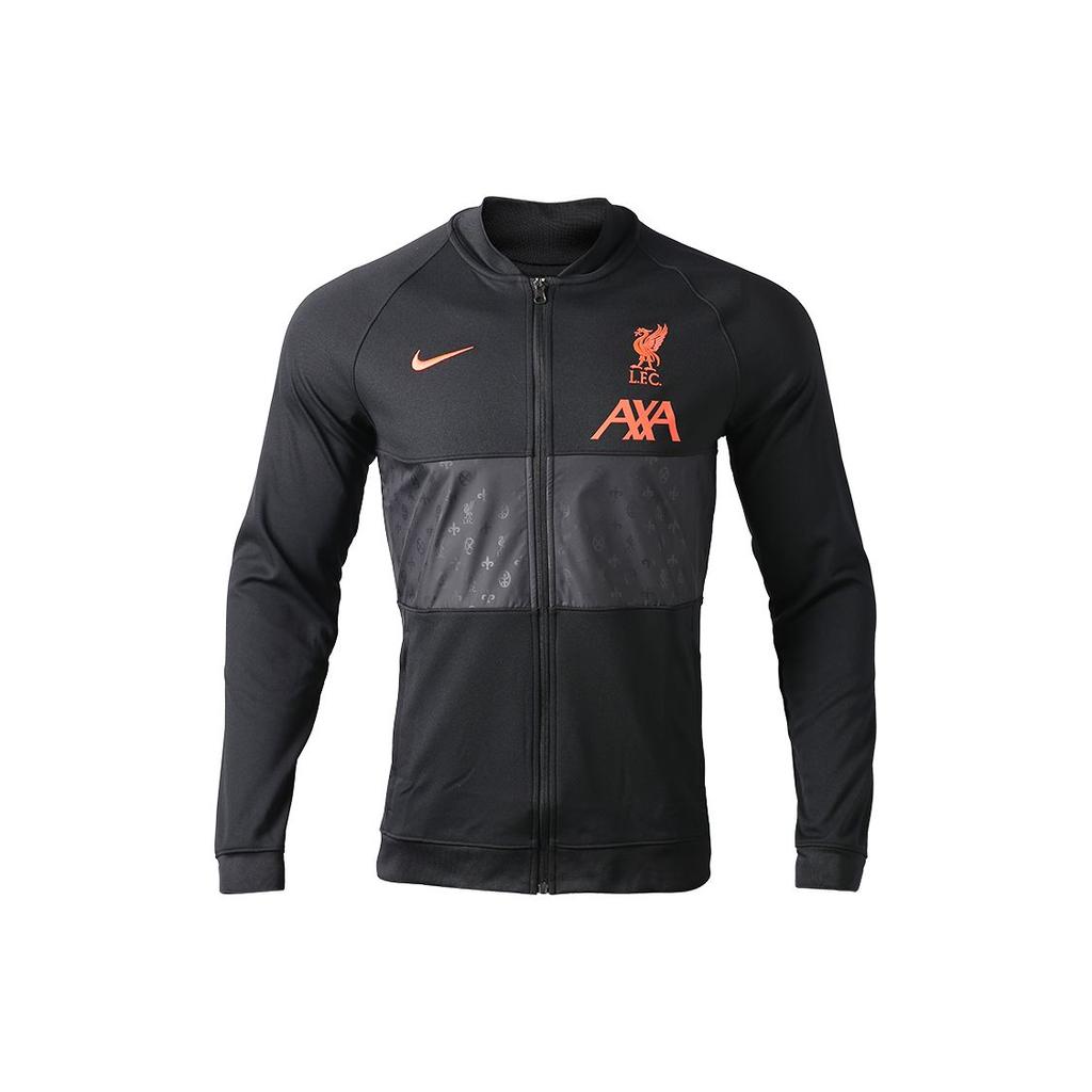 Nike Spliced Logo Print Long Sleeve Football Jacket 21-22 Season Liverpool Men Tops Black DA2774-011